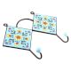 Turquoise And Yellow Tiny Flower Tiles Hooks